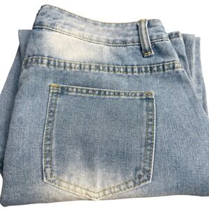 Womens Wide Leg Button Fly Jeans Light‎ Wash Denim Size XL (34x30)